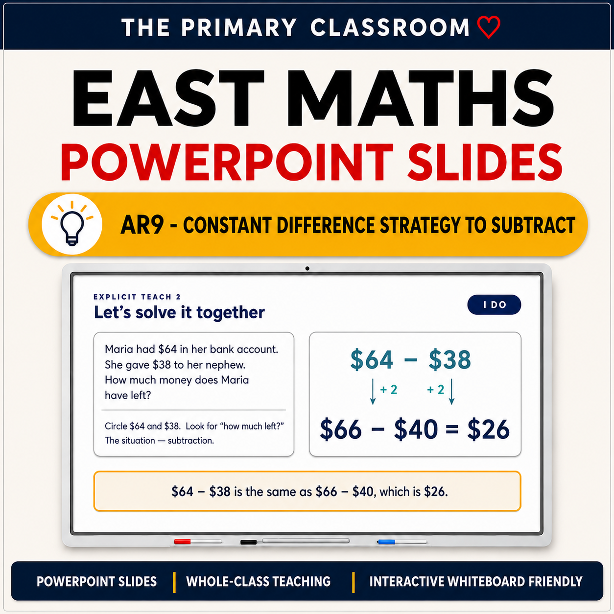 AR9 Constant Difference Strategy to Subtract PowerPoint Slides | Stage 2 Maths