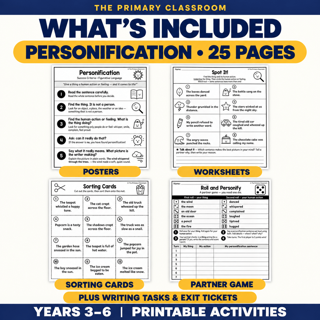 Personification Figurative Language Worksheets - The Primary Classroom