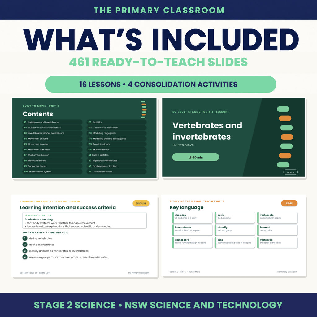 What's included overview: 461 slides across 16 lessons plus 4 consolidation activities