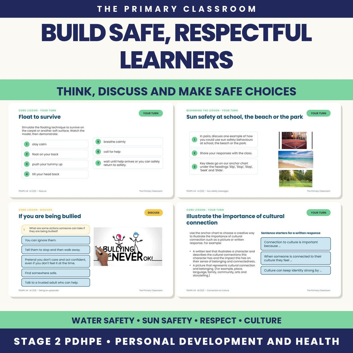 Stage 2 PDHPE Unit 4 – Safety, Respect and Culture – Lessons 1–8 Slides - The Primary Classroom